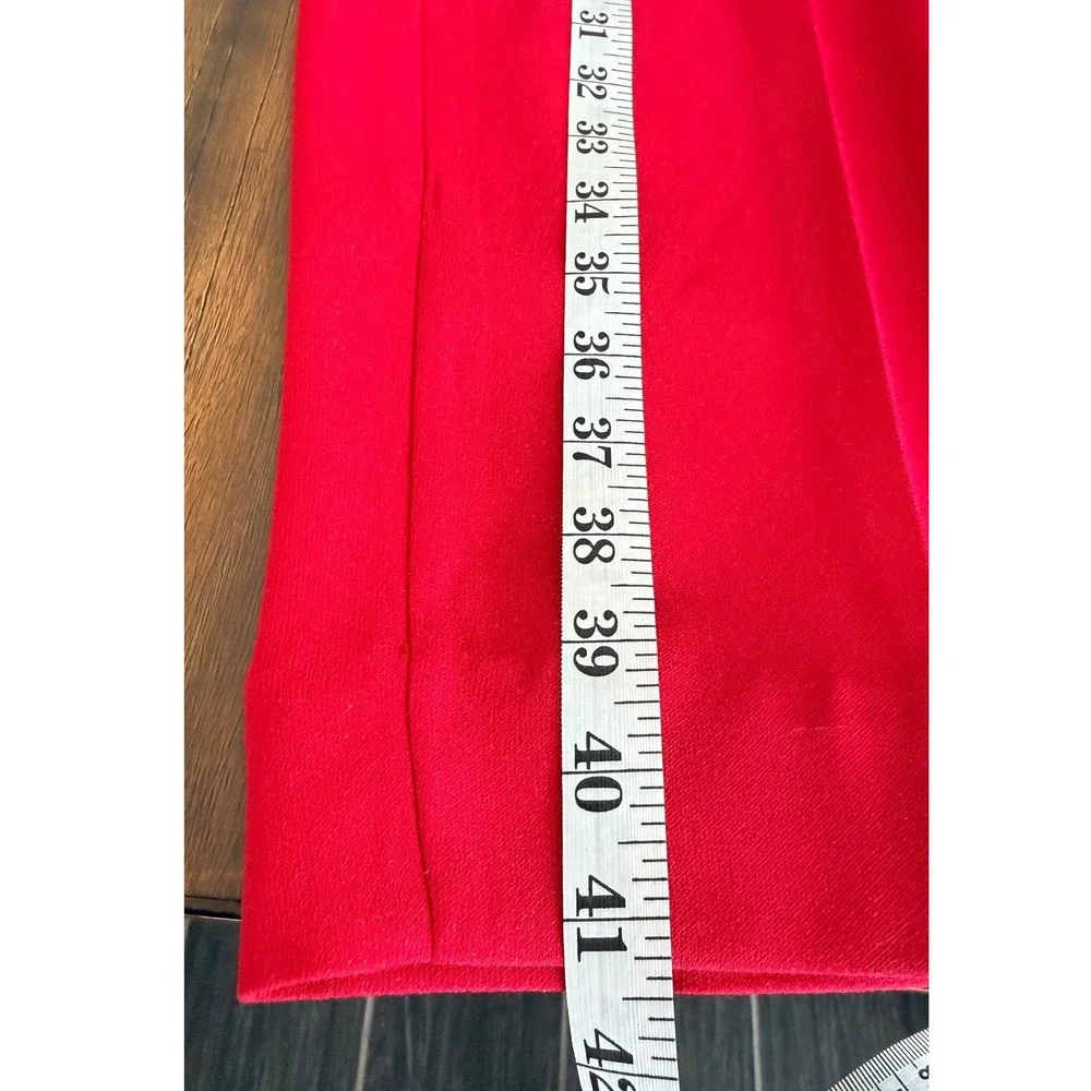 Vintage Red 2 Piece Pant Suit‎ Asymmetrical Button Blazer Pleated Trousers 1980s